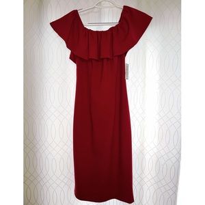 STATE burgundy midi dress